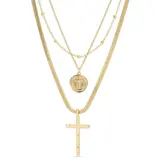 Triple Cross Necklace, Gold