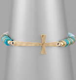 Cross & Sequin Bracelet - Light Blue