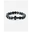 Obsidian Cross Beaded Bracelet in Natural Stone
