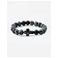 Obsidian Cross Beaded Bracelet in Natural Stone