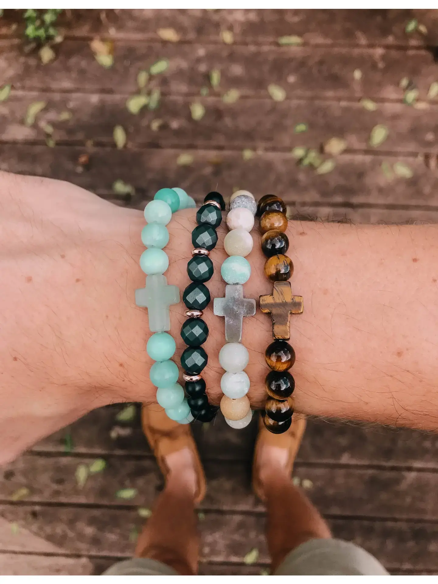 Amazonite Cross Bracelet