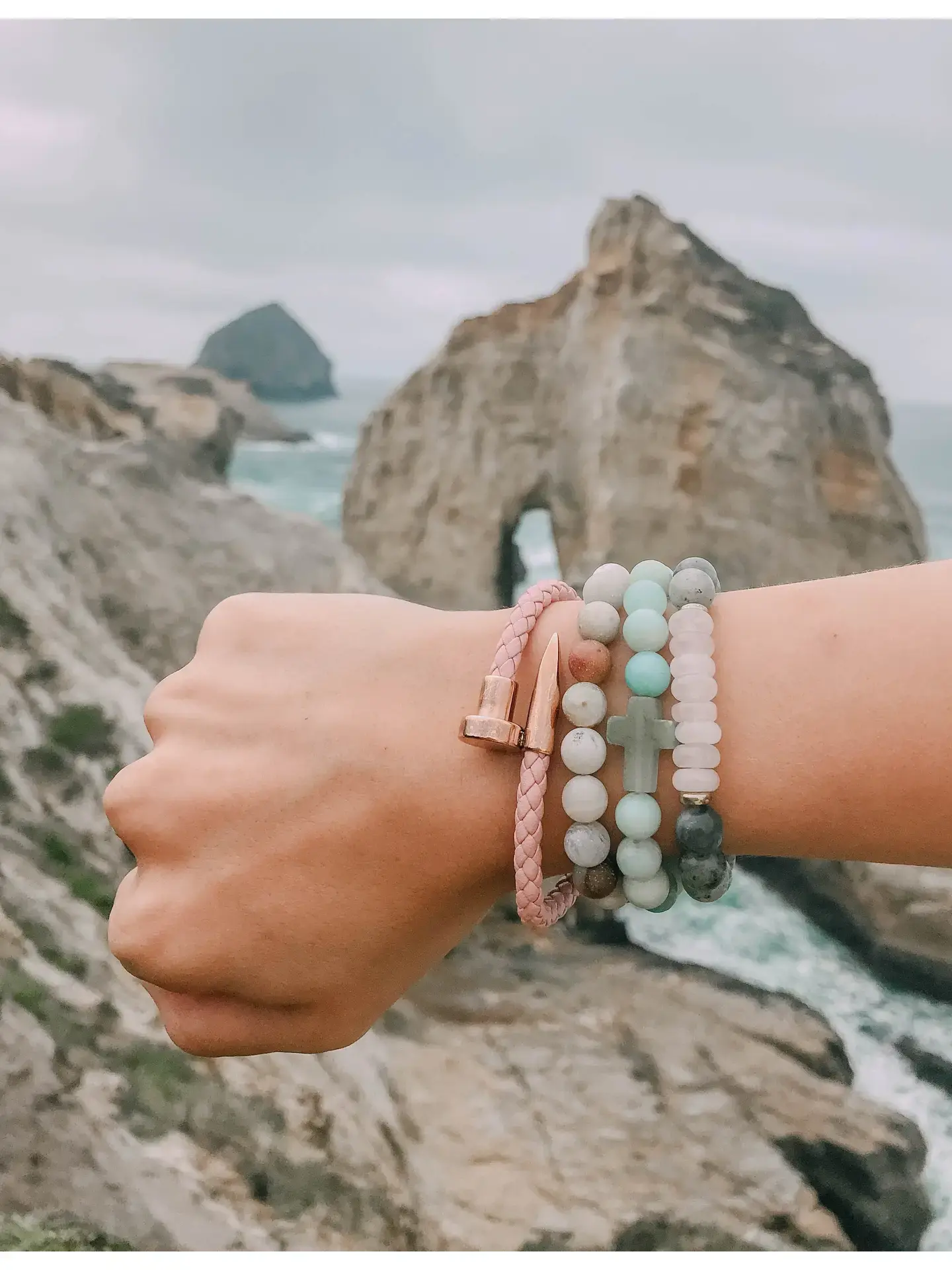 Amazonite Cross Bracelet