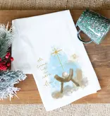 Let Us Adore Him Manger Tea Towel