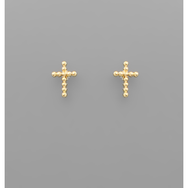 CZ Marquise Cross Earrings - Gold