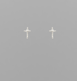 Rhodium Dipped Brass Cross Studs