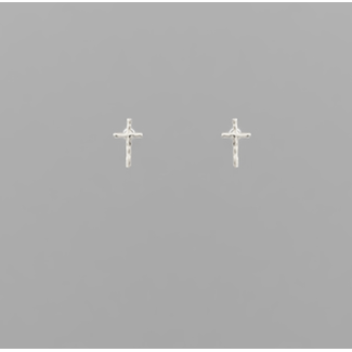 Rhodium Dipped Brass Cross Studs