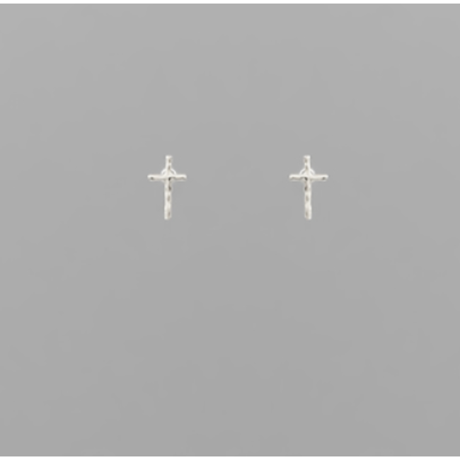 Rhodium Dipped Brass Cross Studs