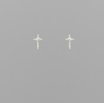 Rhodium Dipped Brass Cross Studs