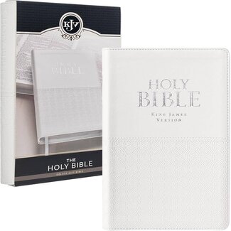 White Faux Leather King James Version Deluxe Gift Bible with Thumb Index