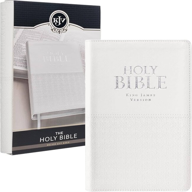 White Faux Leather King James Version Deluxe Gift Bible with Thumb Index