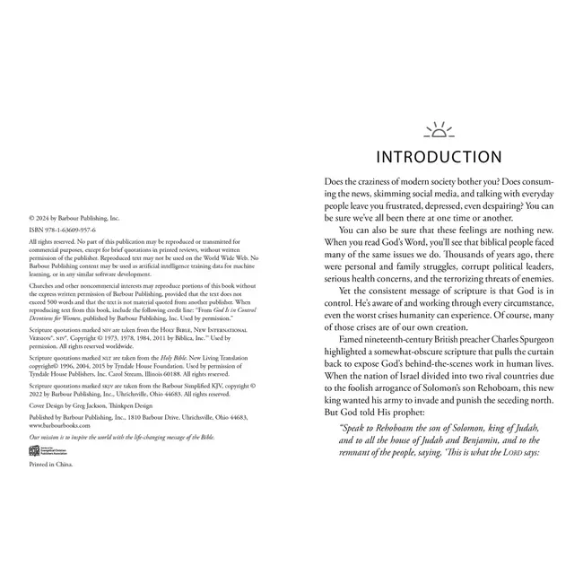 God is In Control Devotions for Women