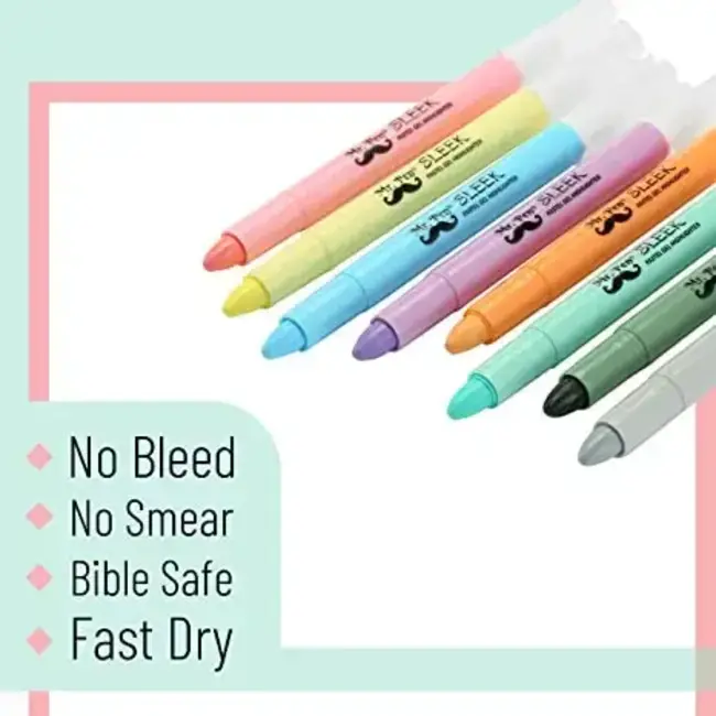 Mr. Pen - Gel Highlighters, 8 Pack, Pastel Darks