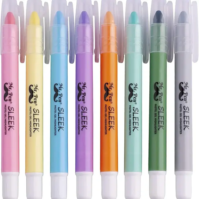 Mr. Pen - Gel Highlighters, 8 Pack, Pastel Darks