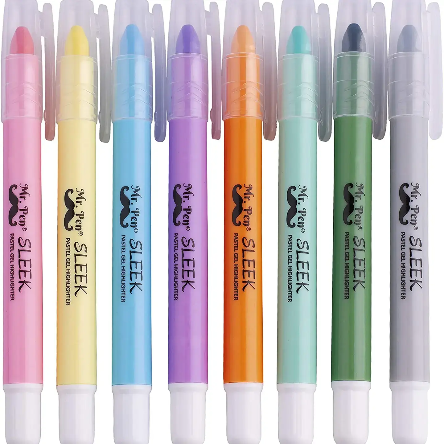 Mr. Pen - Gel Highlighters, 8 Pack, Pastel Darks