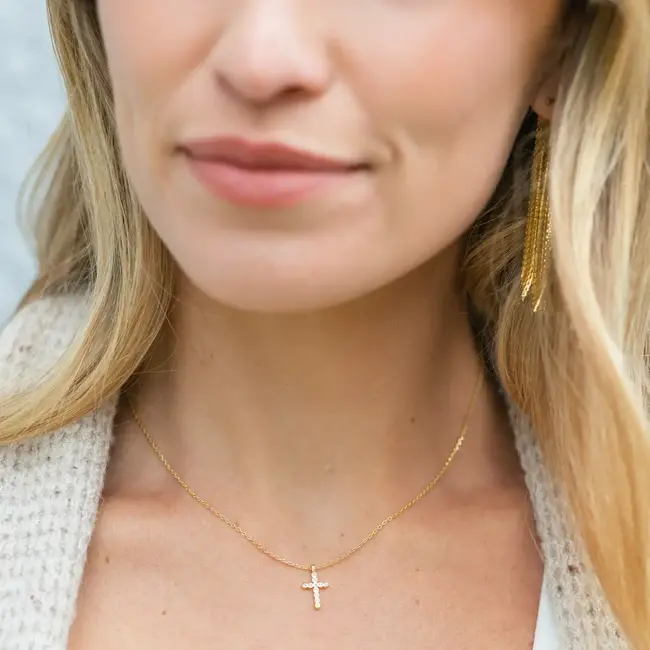 Delicate Cross CZ Pendant