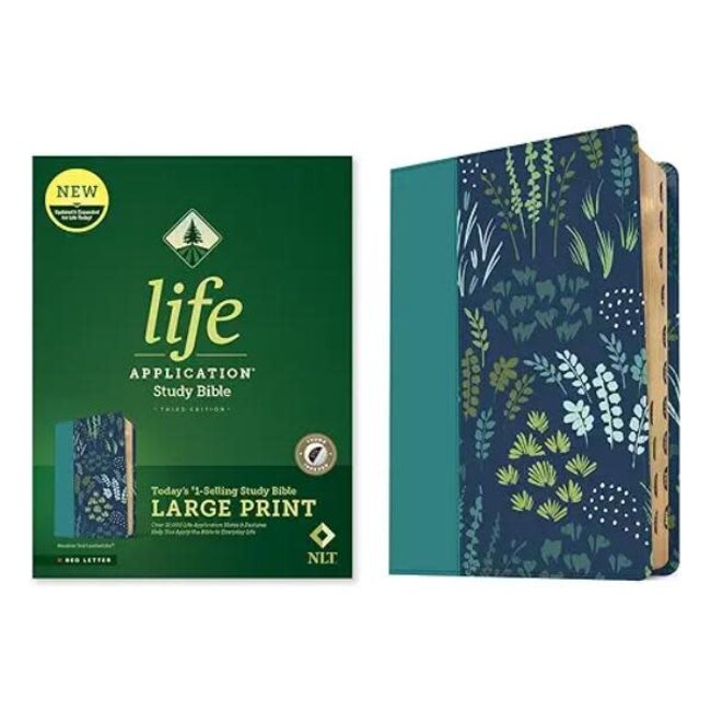 NLT Life Application Study Bible, Third Edition, Large Print (LeatherLike, Meadow Teal, Indexed, Red Letter)