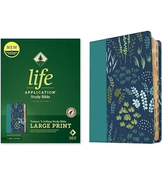 NLT Life Application Study Bible, Third Edition, Large Print (LeatherLike, Meadow Teal, Indexed, Red Letter)