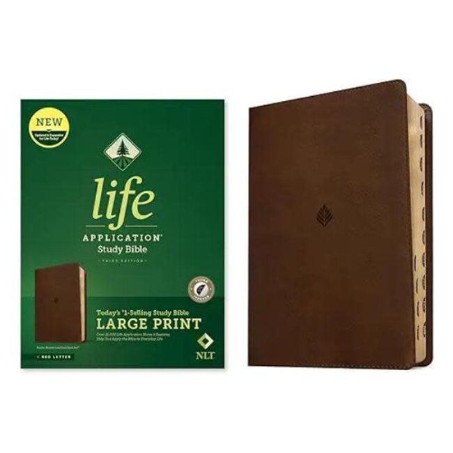 NLT Life Application Study Bible, Third Edition, Large Print (LeatherLike, Rustic Brown Leaf, Indexed)