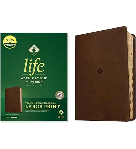 NLT Life Application Study Bible, Third Edition, Large Print (LeatherLike, Rustic Brown Leaf, Indexed)