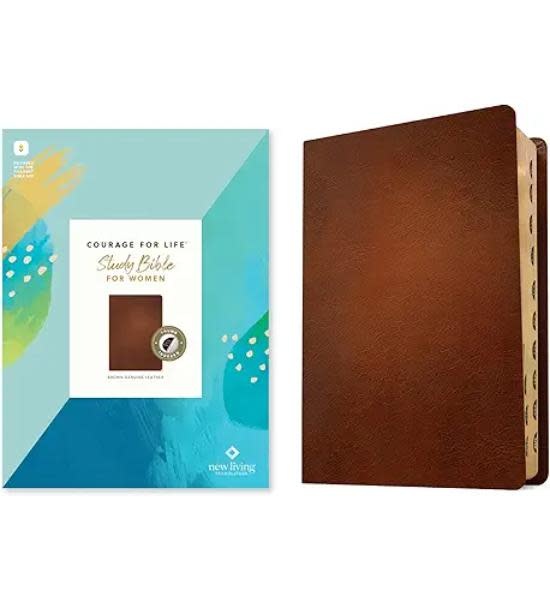 NLT Courage For Life Study Bible for Women (Genuine Leather, Brown, Indexed, Filament Enabled)