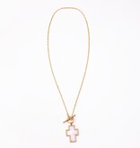 Abigail Cross Layer Necklace Gold/Grey 16"