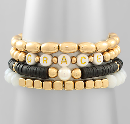 Grace Multi Bead Bracelet - Black