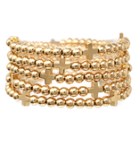 5 Row CCB Ball Cross Bracelet - Gold