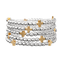 5 Row CCB Ball Cross Bracelet - Rhodium/Gold