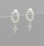 CZ Charm Brass Huggie Hoops - Cross