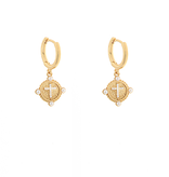 Textured Cross Coin Drop Earrings