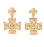 Pearl & Double Cross Drop Earrings