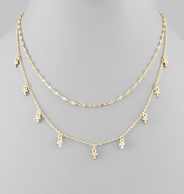 Mini Crystal Cross Charms Layer Necklace
