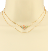 Side Cross Bead Layer Choker - Multi