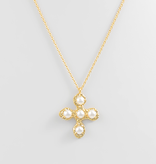 Textured Cross & Pearl Pendant Necklace