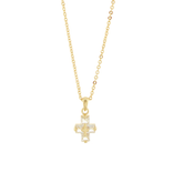 Pave Baguette Cross Pendant Necklace - Gold/Clear