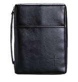 Bible Cover Cross Emblem Black Vinyl Large
