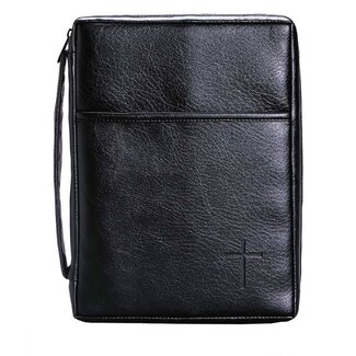 Bible Cover Cross Emblem Black Vinyl Large