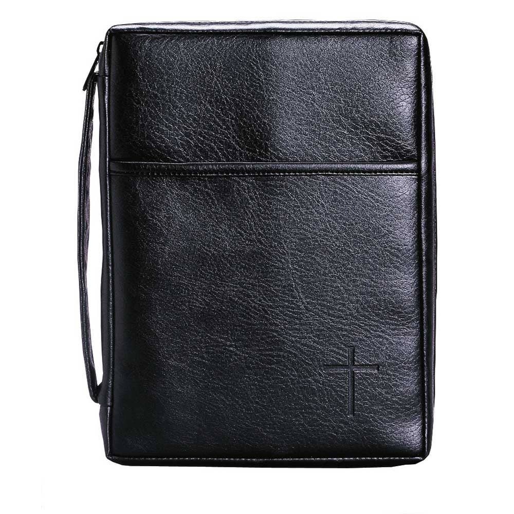 Bible Cover Cross Emblem Black Vinyl Large