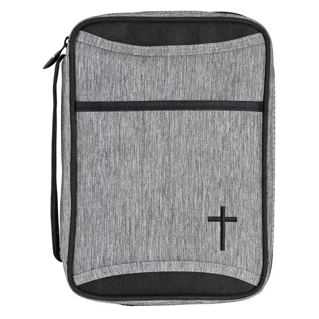 Bible Cover Heather Black Canvas Large