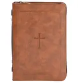 White Dove-Bible Cover Classic Cross Brown Xl