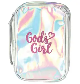 White Dove-God's Girl Bible Cover Shiny Silver Large