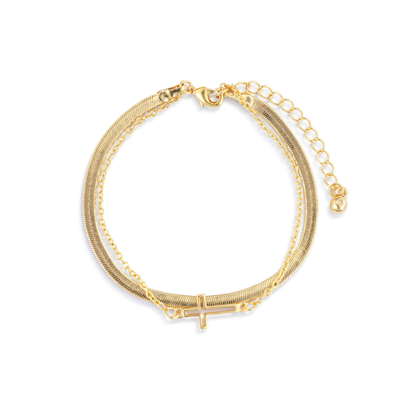 Layered Cross Bracelet 6.5" -