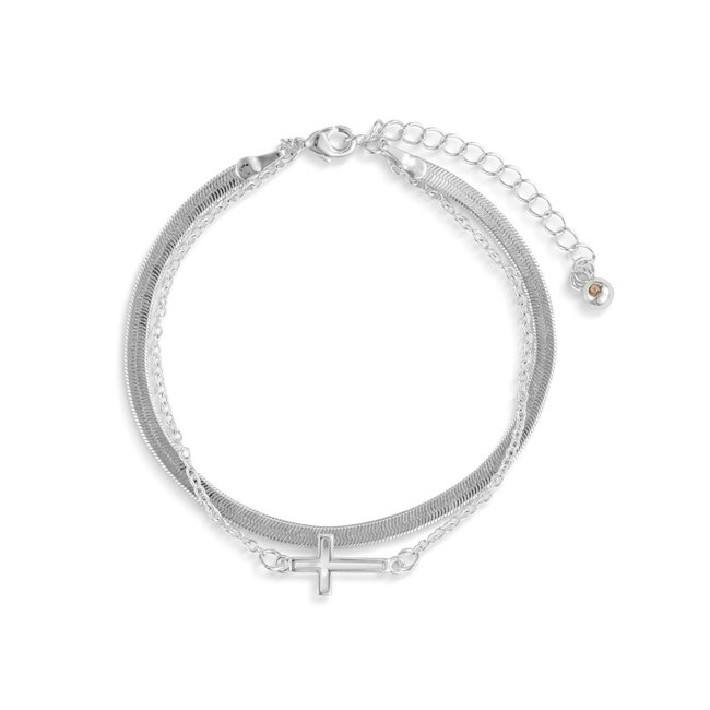 Layered Cross Bracelet 6.5" -