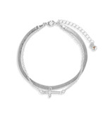 Layered Cross Bracelet 6.5" -