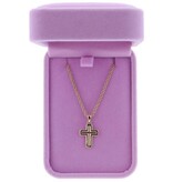 16" Gold Cross with Twist Edge Detail Necklace, 3" Ext.