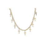 18"-24" Gold Curb Chain Necklace with Gold Crosses Stations
