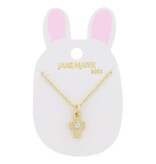 Kids 14" Gold Starburst Cross with Center Clear Crystal Necklace, 3" Ext.