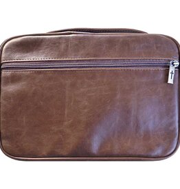 White Dove-Distressed Leather Brown Bible/Book Cover Large