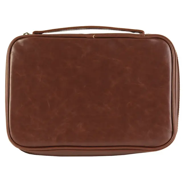 White Dove-Distressed Leather Brown Bible/Book Cover Large