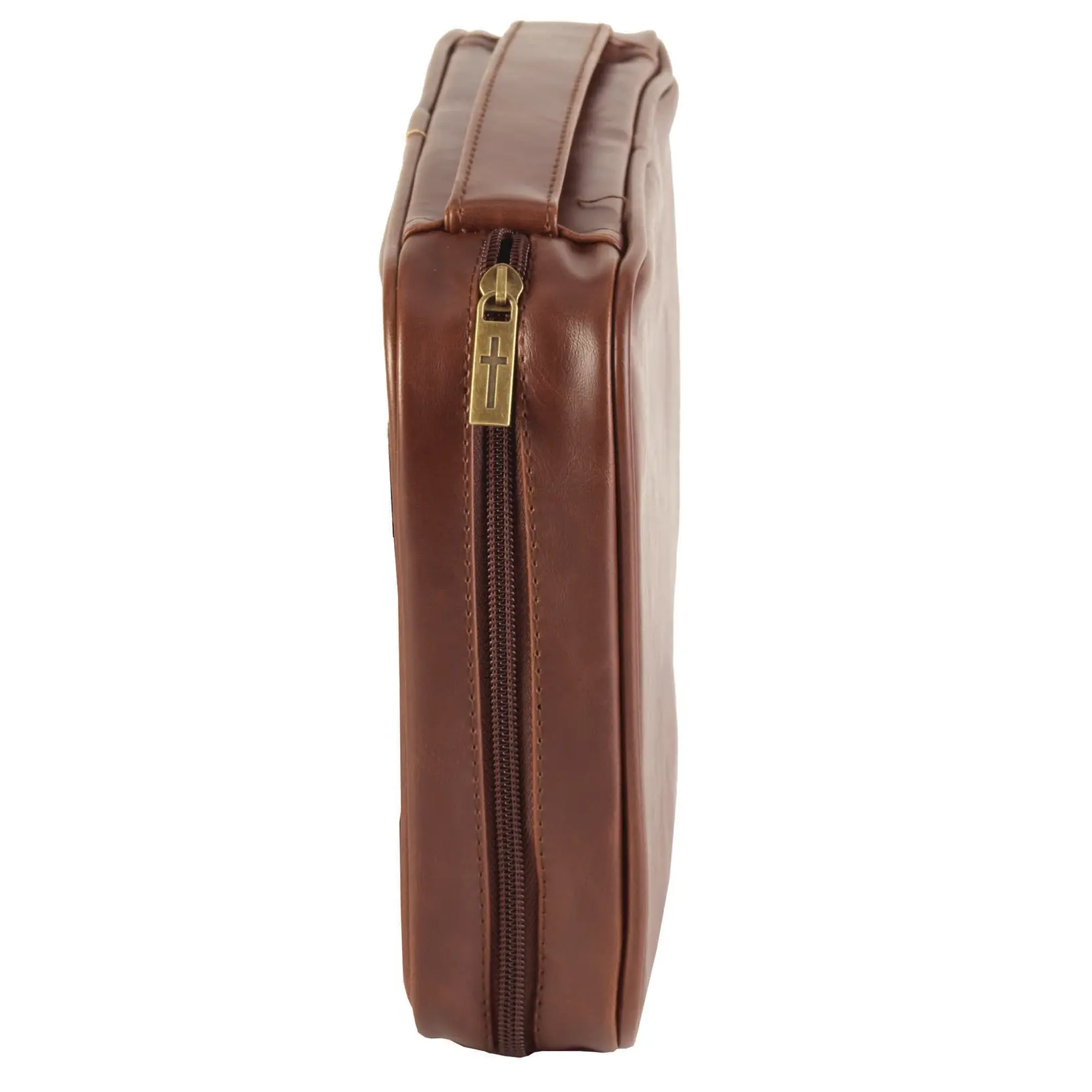 White Dove-Distressed Leather Brown Bible/Book Cover Large